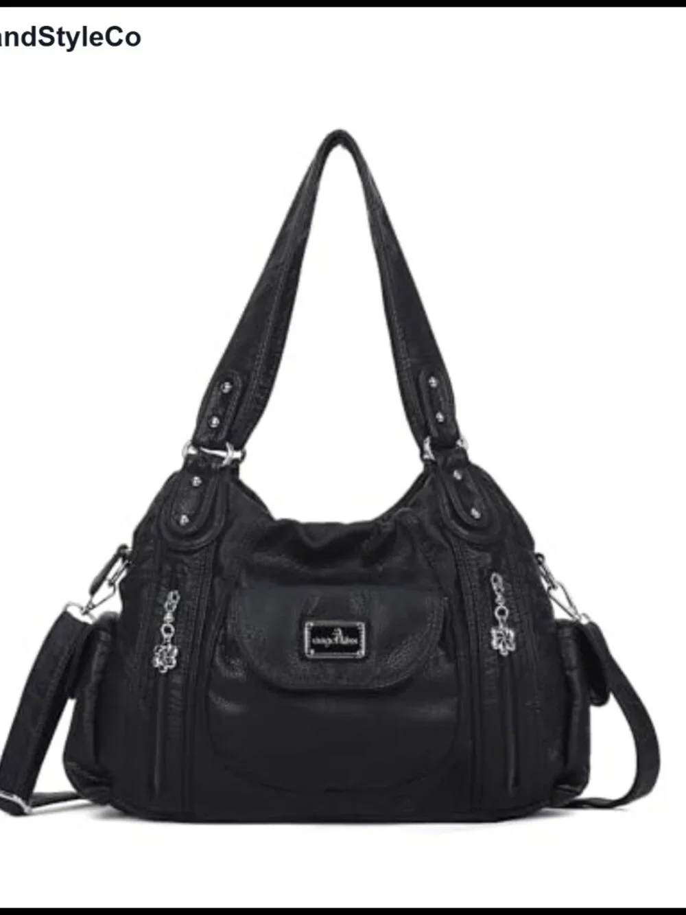 Large Faux Leather Hobo Shoulder Bag Multi Pocket Tote Satchel Purse